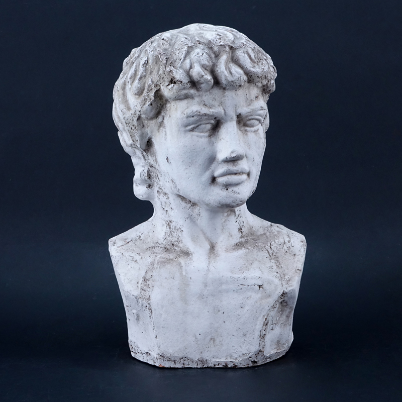 Greek Polychrome Terracotta Bust of David After Michelangelo.