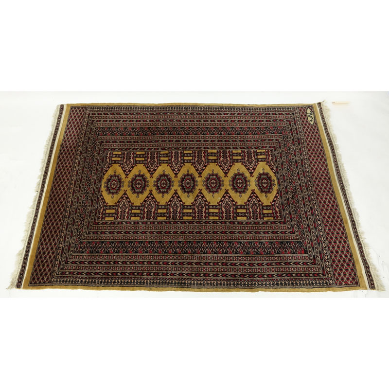 Semi Antique Bokhara Oriental Rug. Wear to fringes, stains, dirty. 