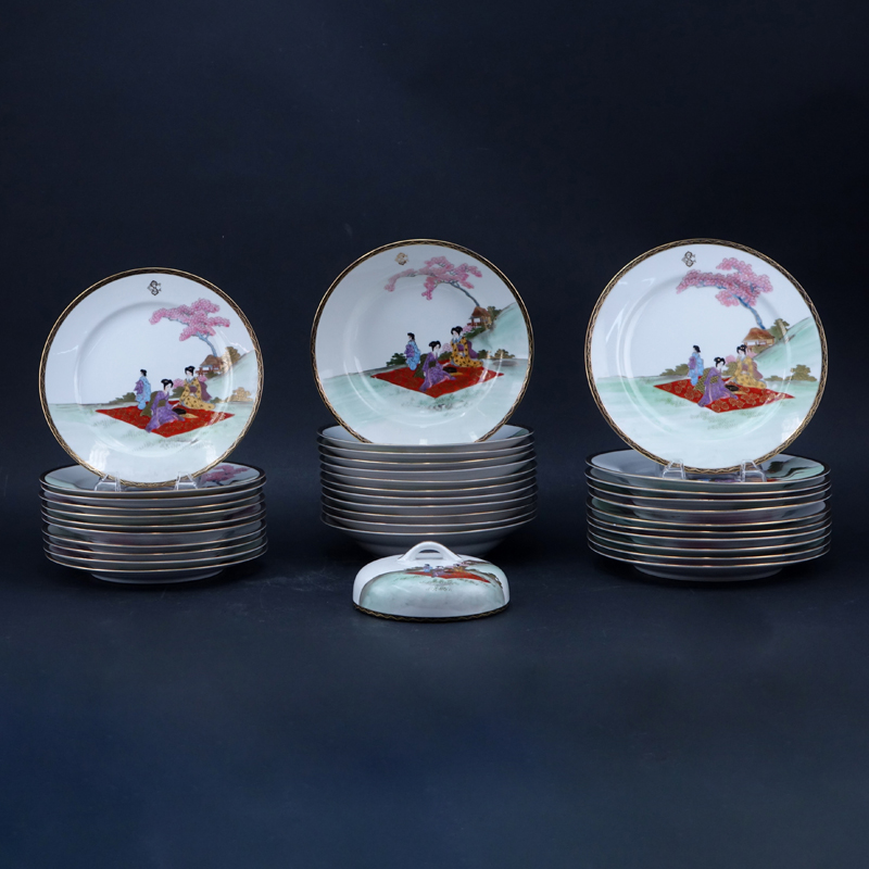 Thirty Five (35) Pc. Early 20th Century Kutani Porcelain Plates.