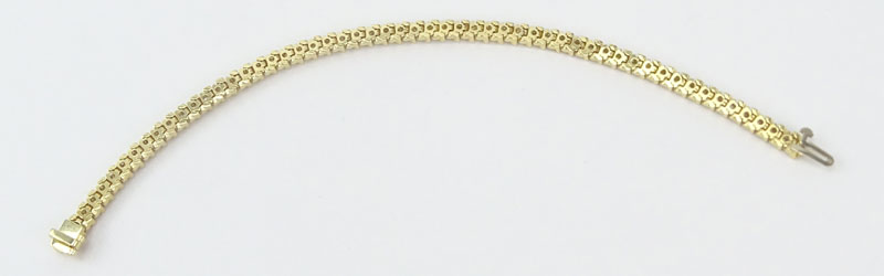 Vintage Approx. 2.25 Carat TW Round Brilliant Cut Diamond and 14 Karat Yellow Gold Bracelet. .