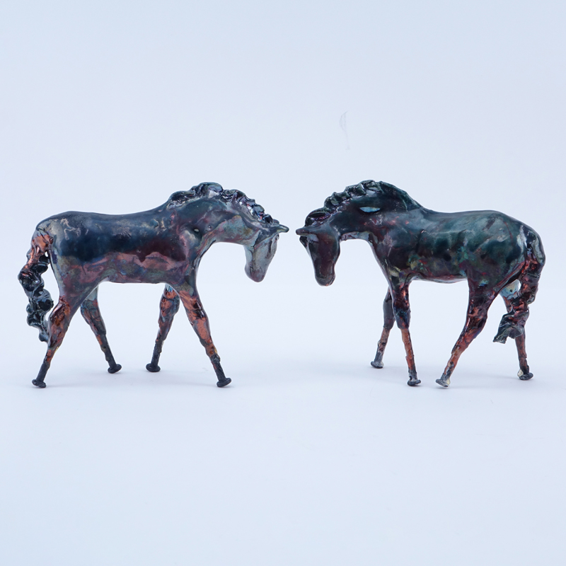 Two (2) Lindsey Epstein Raku Pottery Model of Horses.