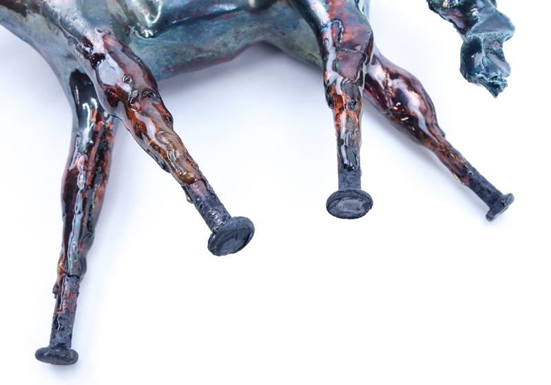 Two (2) Lindsey Epstein Raku Pottery Model of Horses.