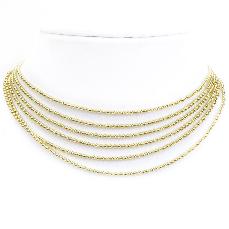 Vintage Cartier 18 Karat Yellow Gold Multi Strand Bead Choker Necklace.