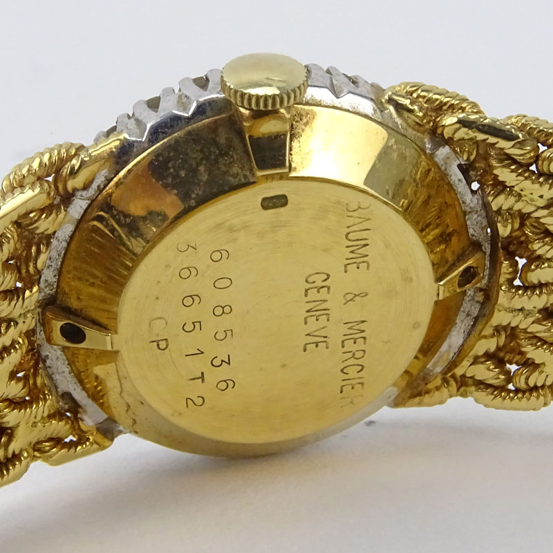 Lady's Vintage Baume & Mercier Genève 18 Karat Yellow Gold Bracelet Watch.