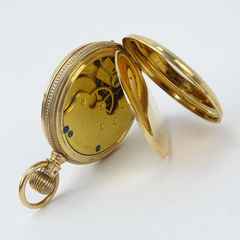 Antique Elgin 14 Karat Yellow Gold Engraved Pocket Watch.