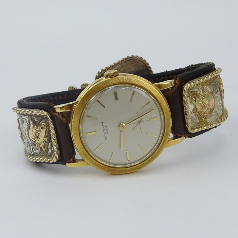 Vintage Patek Philippe 18 Karat Yellow Gold Automatic Movement Watch.