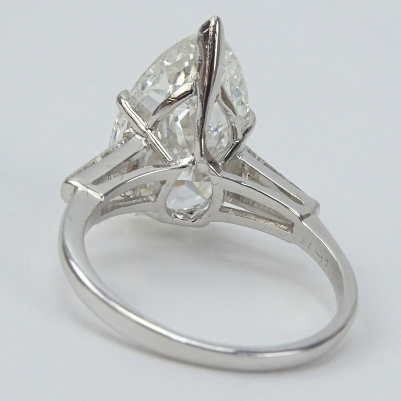 GIA Certified 7.23 Carat Pear Brilliant Cut Diamond Platinum Engagement Ring.