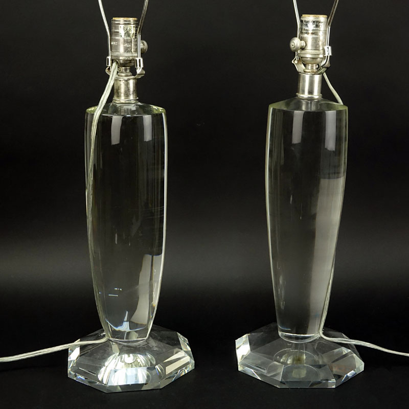 Pair of Visual Comfort & Co. Clear Crystal Lamps. Good condition.