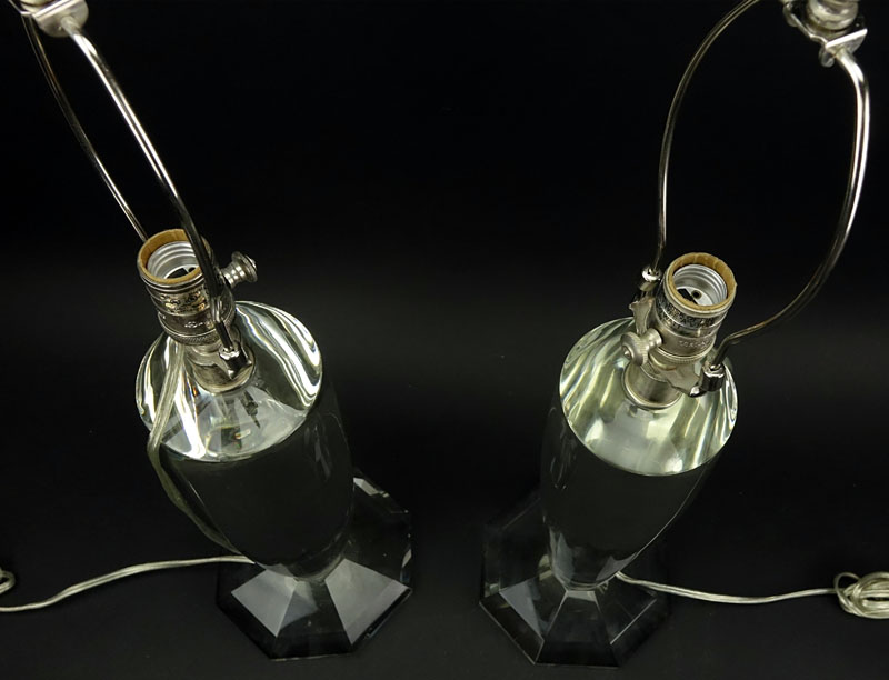 Pair of Visual Comfort & Co. Clear Crystal Lamps. Good condition.