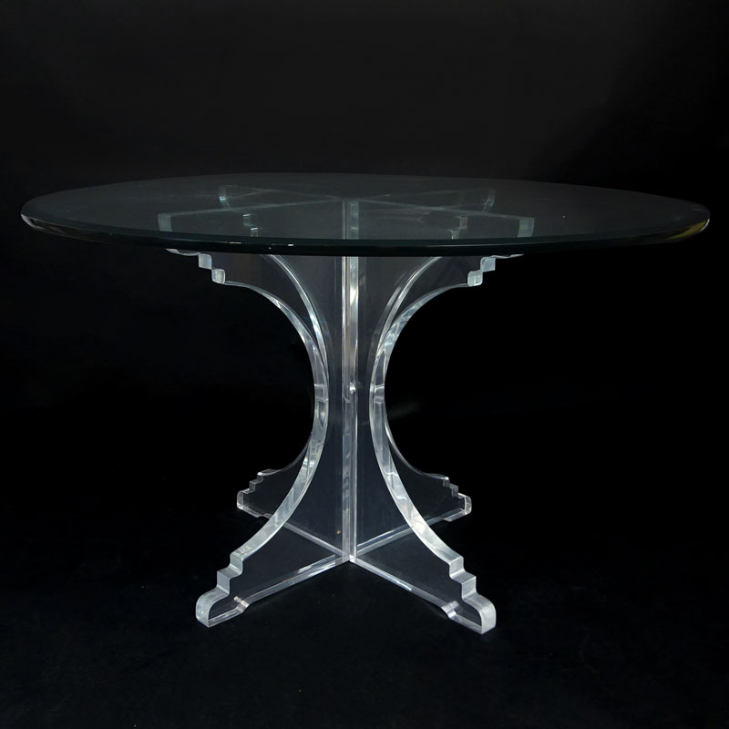 Mid Century Modern Lucite and Glass Top Table.