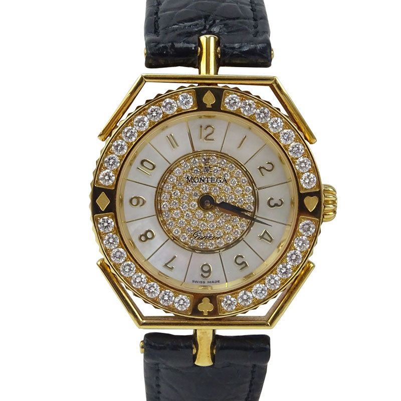 Men's Montega 18 Karat Yellow Gold and Diamond Watch.