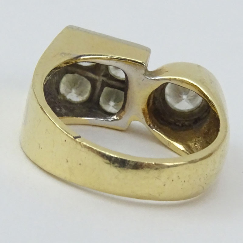 Man's Vintage Approx. 1.45 Carat TW Round Brilliant Cut Diamond and 14 Karat Yellow Gold.