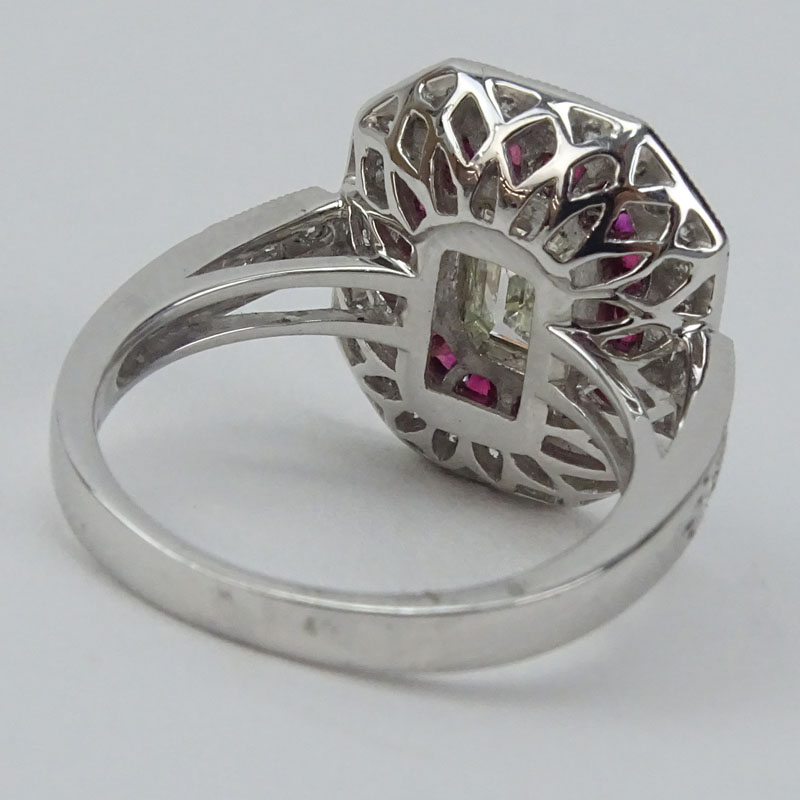 Approx. 1.65 Carat TW Diamond, .40 Carat Ruby and Platinum Ring. 