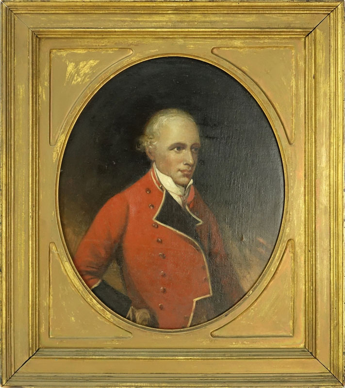 After: Gainsborough Dupont, British (1754-1797) Antique Oil on Canvas Portrait of a Officer in Red Coat. 
