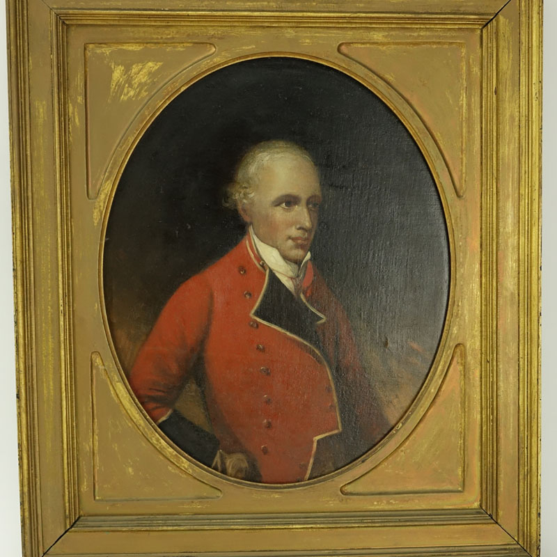 After: Gainsborough Dupont, British (1754-1797) Antique Oil on Canvas Portrait of a Officer in Red Coat. 