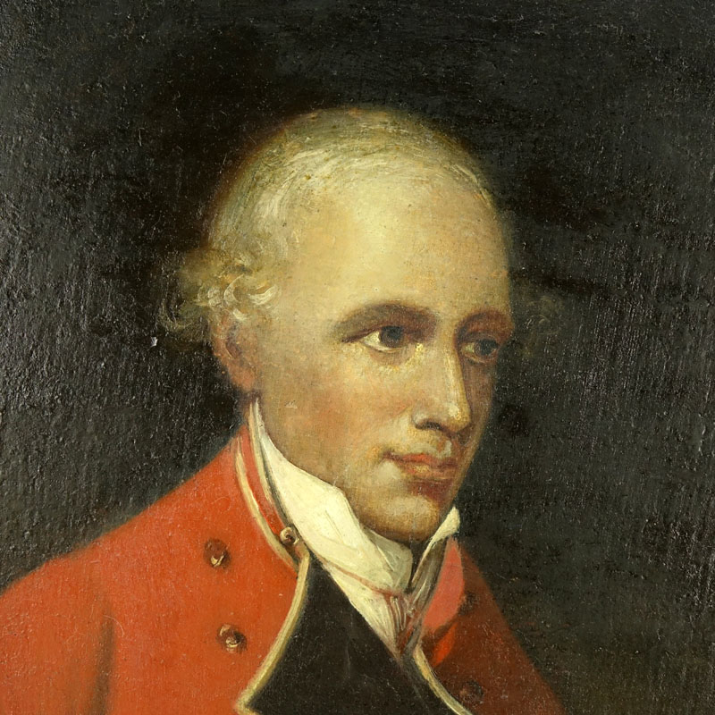 After: Gainsborough Dupont, British (1754-1797) Antique Oil on Canvas Portrait of a Officer in Red Coat. 