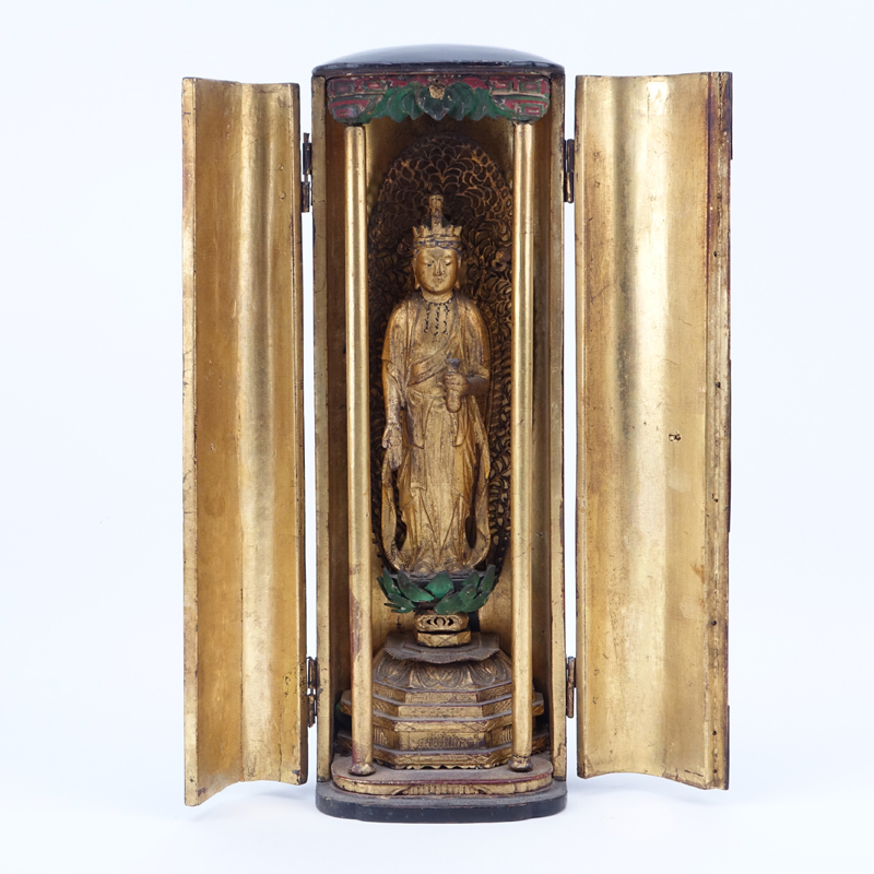 Antique Lacquered Buddhist Traveling Shrine.