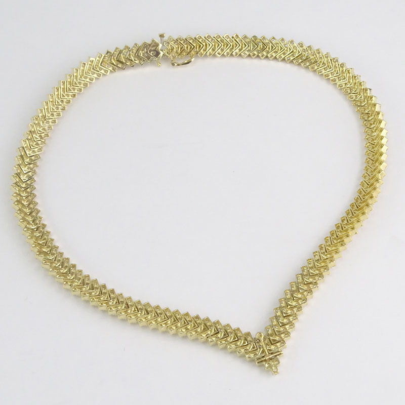 Vintage Approx. 30.0 Carat Round Brilliant Cut Diamond and 14 Karat Yellow Gold Necklace.