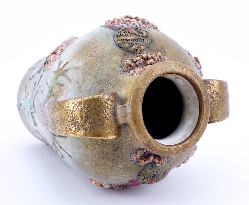 Antique Teplitz Amphora Art Nouveau Pottery Vase.
