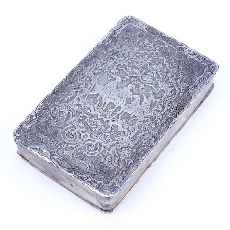 19th Century German Silver Chased Snuff Box.