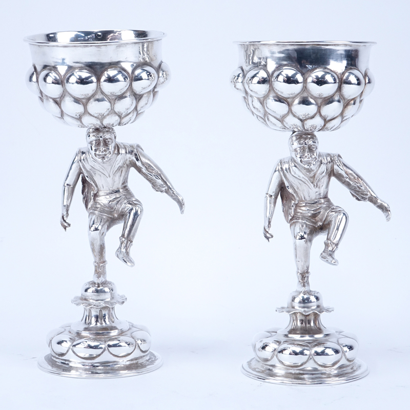 Two (2) Antique Austro-Hungarian Empire Silver Figural Goblets.