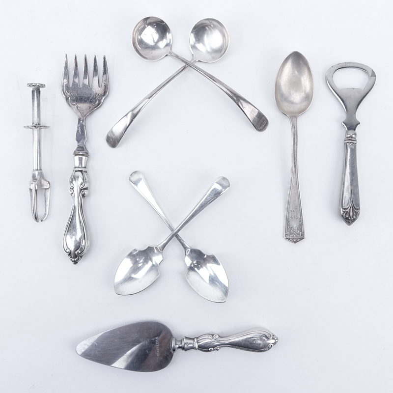 Collection of Nine (9) Sterling Silver, sterling Handle and Non-Sterling Tableware.