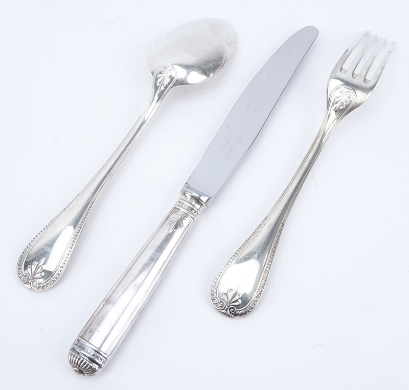 Sixty (60) Pieces Christofle Silver Plate Flatware.