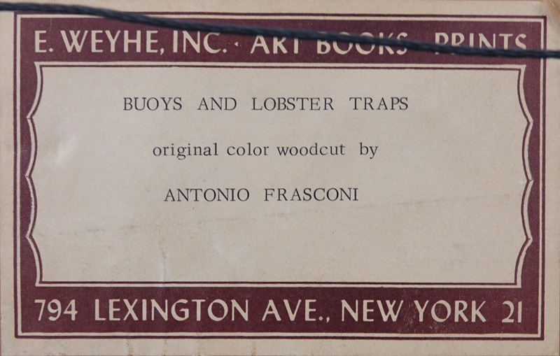 Antonio Frasconi, Argentine (b. 1919) Original color woodcut "Buoys and Lobster Traps". 