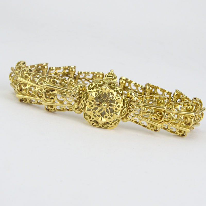 Lady's Vintage and Rare Rolex Precision 18 Karat Yellow Gold Link Bracelet Watch.