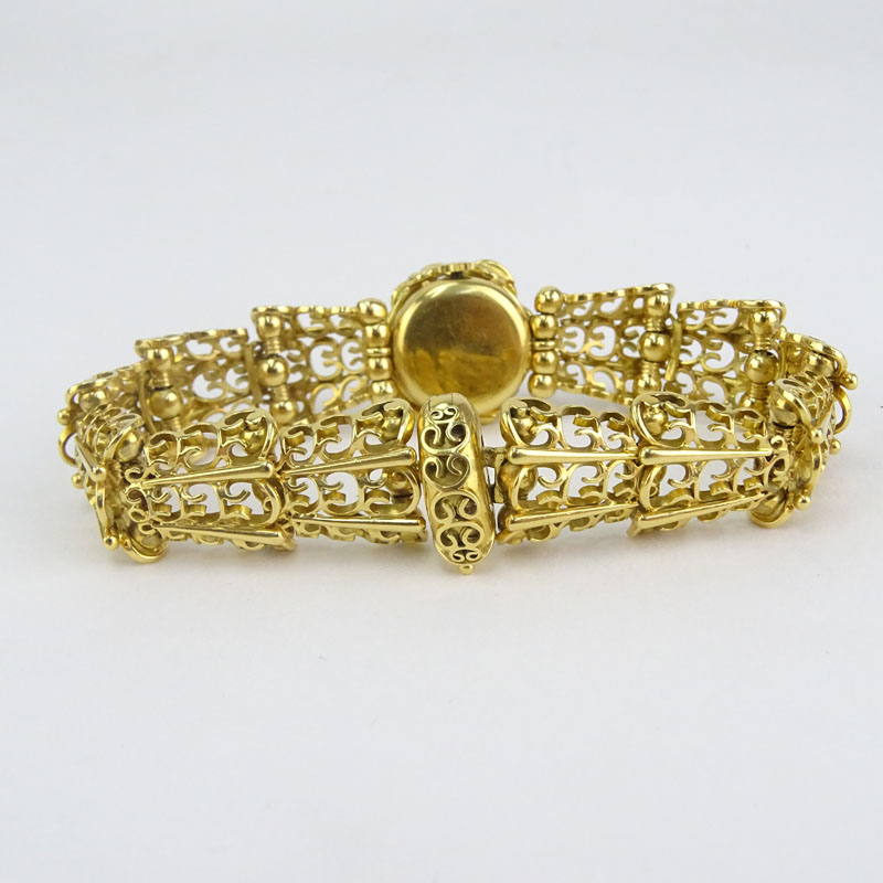 Lady's Vintage and Rare Rolex Precision 18 Karat Yellow Gold Link Bracelet Watch.