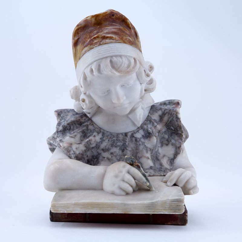 Antique Marble Sculpture "Young Girl Writing". 