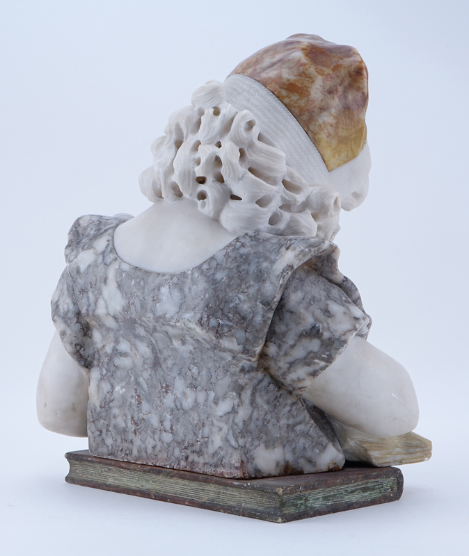 Antique Marble Sculpture "Young Girl Writing". 