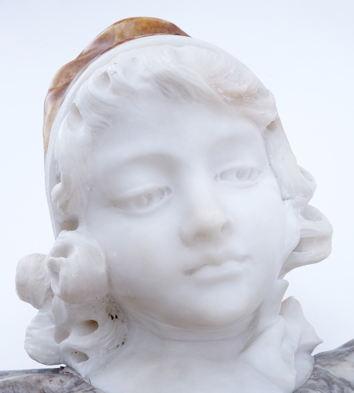 Antique Marble Sculpture "Young Girl Writing". 