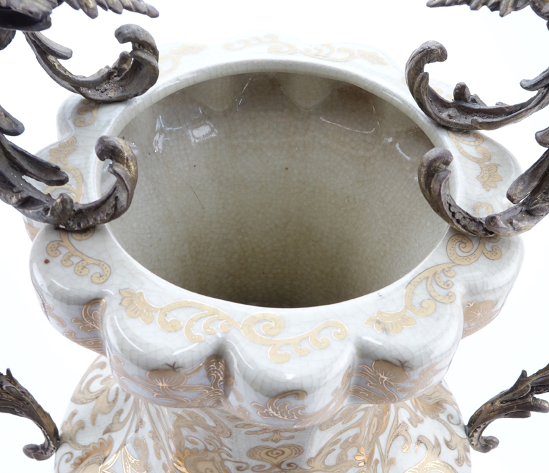 Large Antique Style Porcelain Vase With Bronze Mountings.