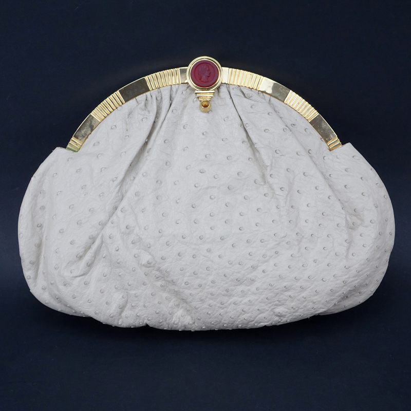 Vintage Judith Leiber Ostrich Clutch Bag.