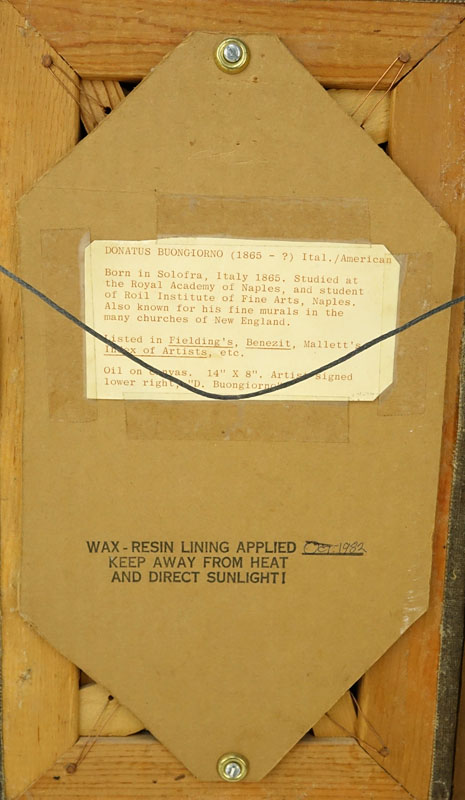 Donatus Buongiorno, American (1865 - 1935) Oil painting on canvas "Italian Fisherman". 