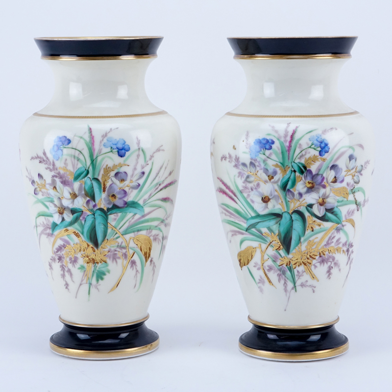 Pair of Vintage Old Paris Handpainted Porcelain Vases.
