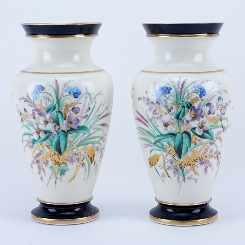 Pair of Vintage Old Paris Handpainted Porcelain Vases.