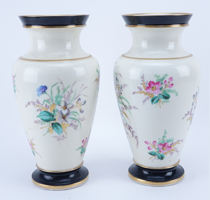 Pair of Vintage Old Paris Handpainted Porcelain Vases.