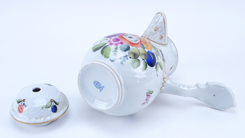 Herend Porcelain Fruits and Flowers Chocolate Pot.