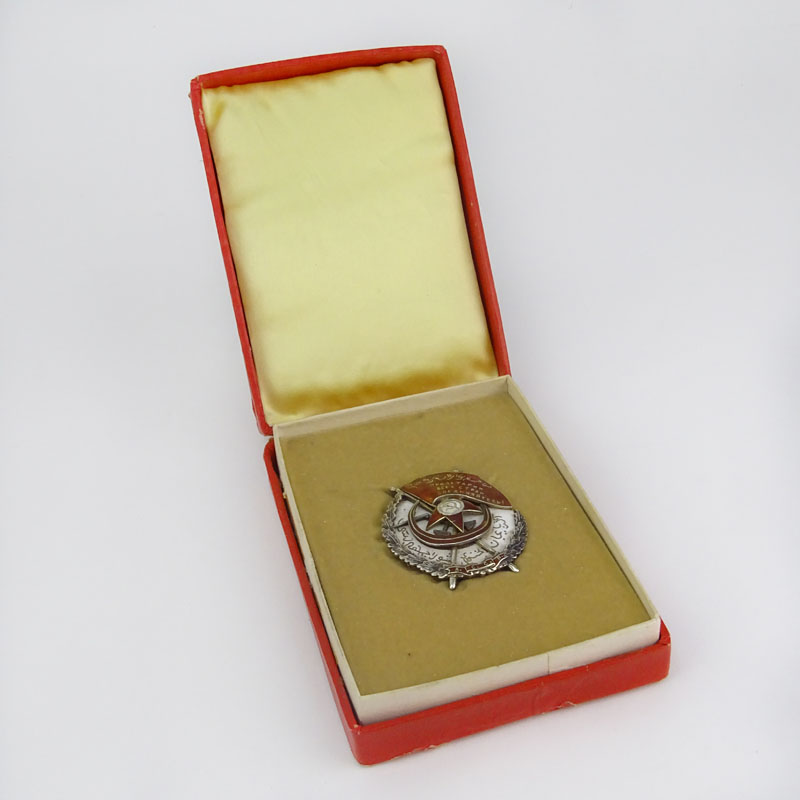 Russian / Muslim 84 Silver and Enamel Badge / Medal with Fitted Presentation Box.