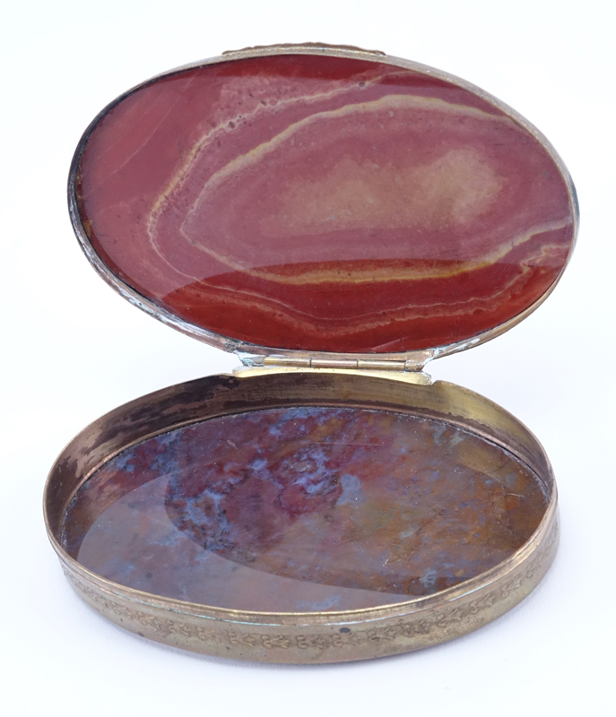 Vintage Agate Box. Brass mountings.