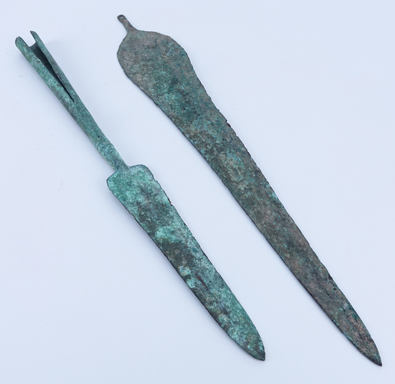 Three Bronze Spearheads.