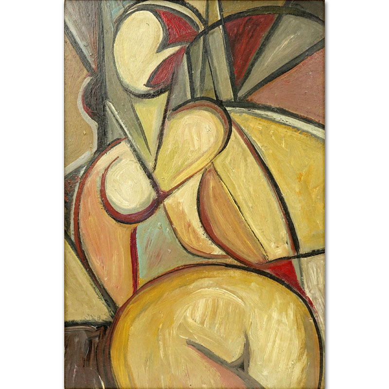 1930's Russian School Oil On Panel "Cubist Composition - Nude". Unsigned. 