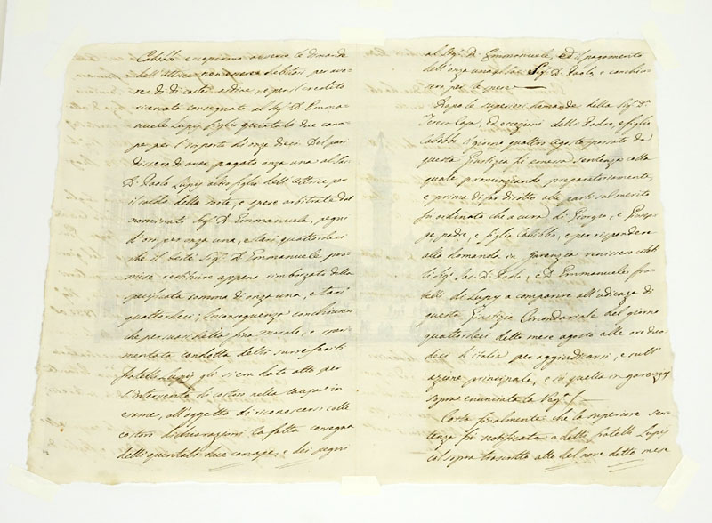 18th Century Hand Written Manuscript With Imprint Of St Mark's Square, Venice.