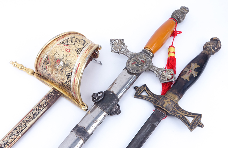 Collection of Three (3) Knights Templar Masonic Style Swords.