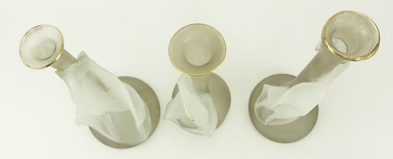 Set of Three (3) Frosted Art Glass Vases.