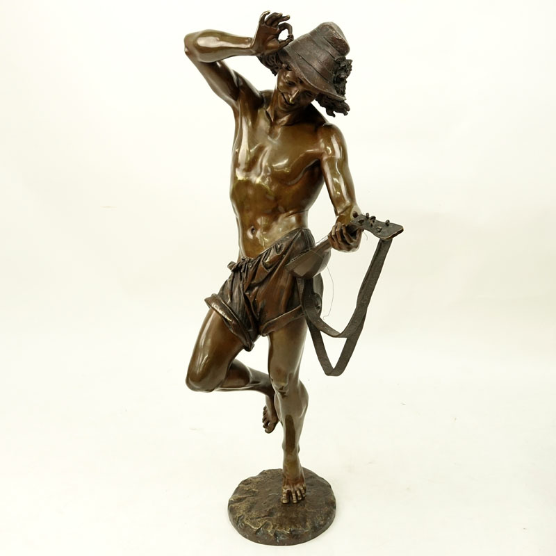 Albert Ernest Carrier-Belle use (FRENCH, 1824-1887) ‘Le Danseur Napolitain au Luth' Bronze Sculpture. 