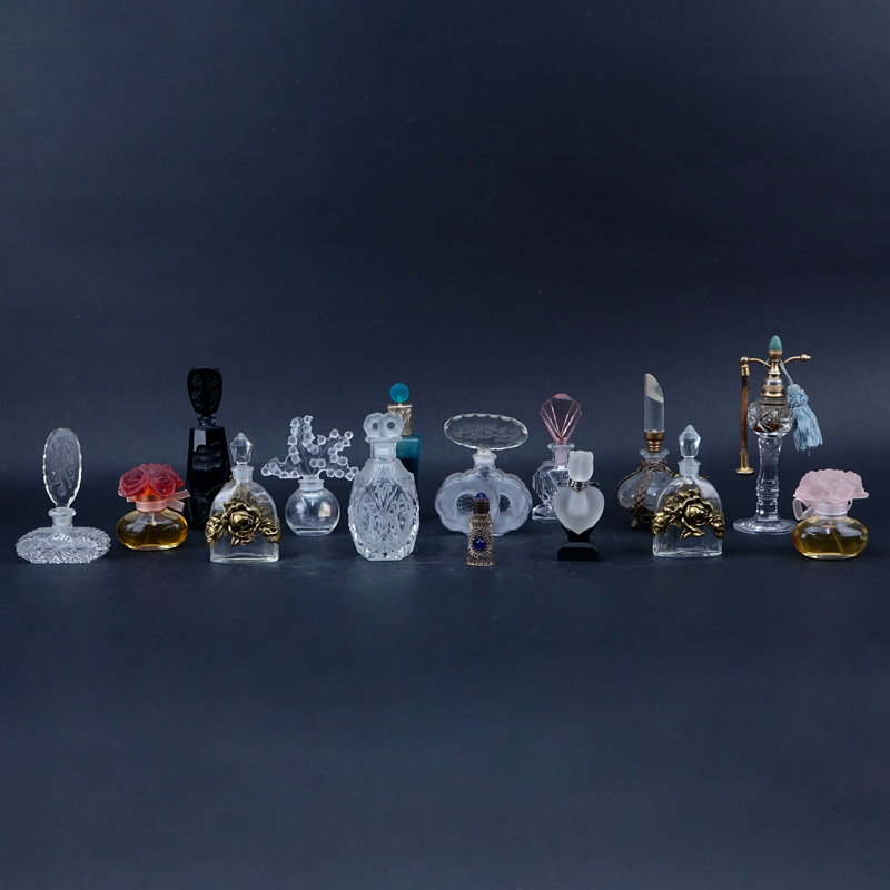 Collection of Fifteen (15) Perfume Bottles. Various makers including Lalique.
