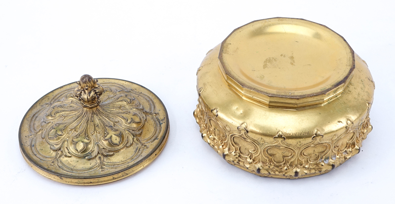 F. Barbedienne (19th Century) French Louis XVI Gilt Bronze Covered Box.